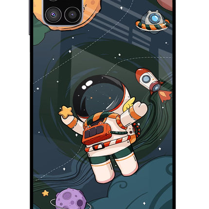 Cartoon Astronaut Samsung M51 Glass Case Back Cover by Casekaro