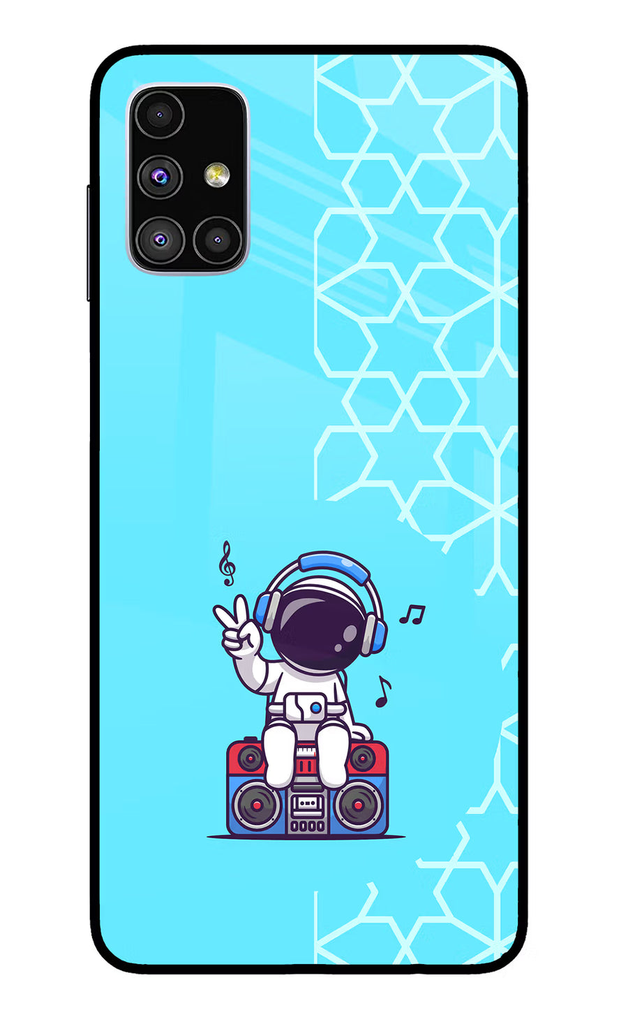 Cute Astronaut Chilling Samsung M51 Back Cover, Glass case