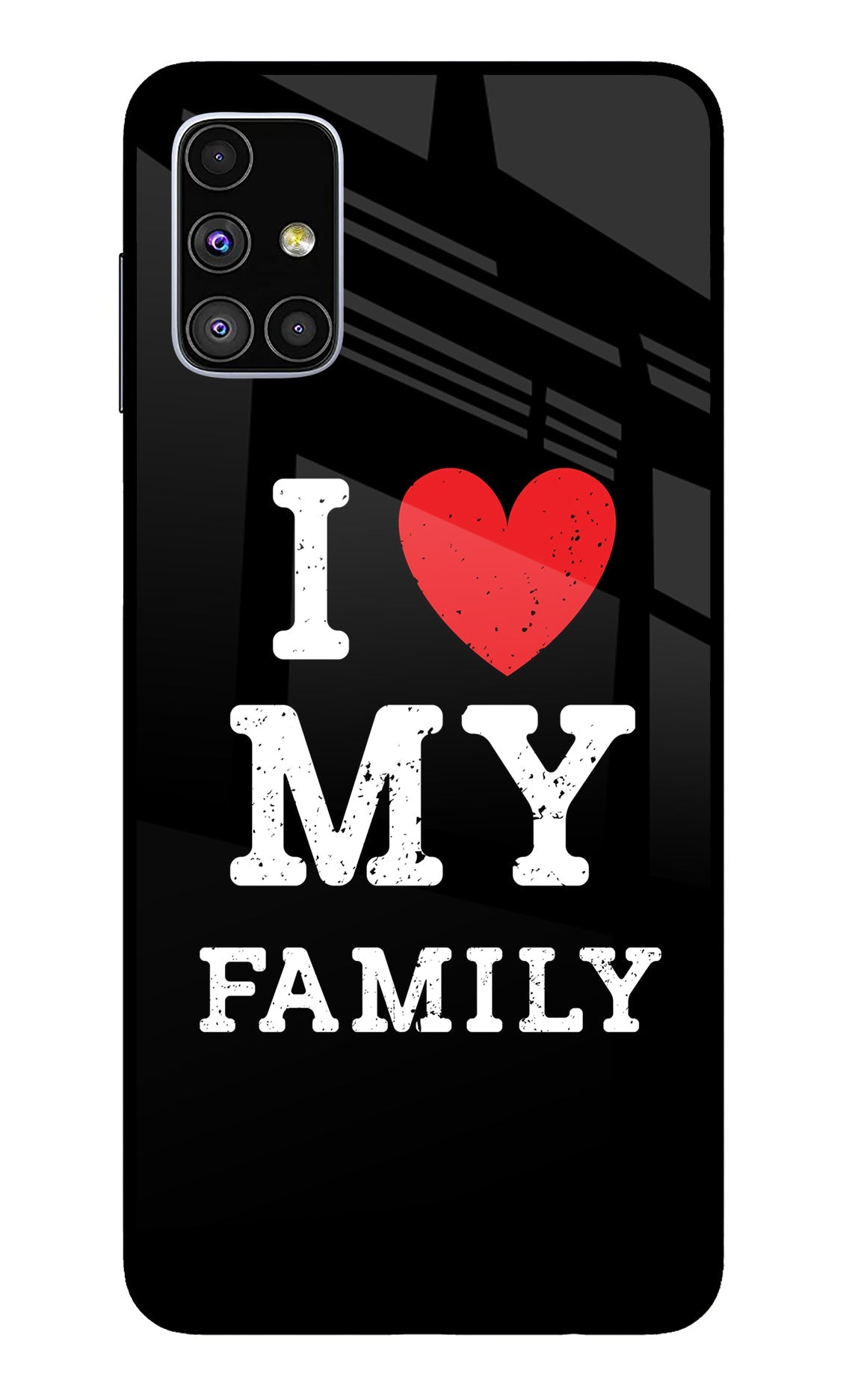 I Love My Family Samsung M51 Glass Case