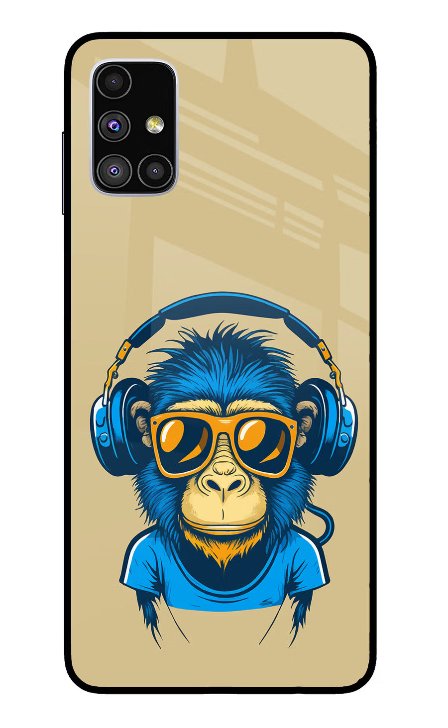Monkey Headphone Samsung M51 Back Cover, Glass case