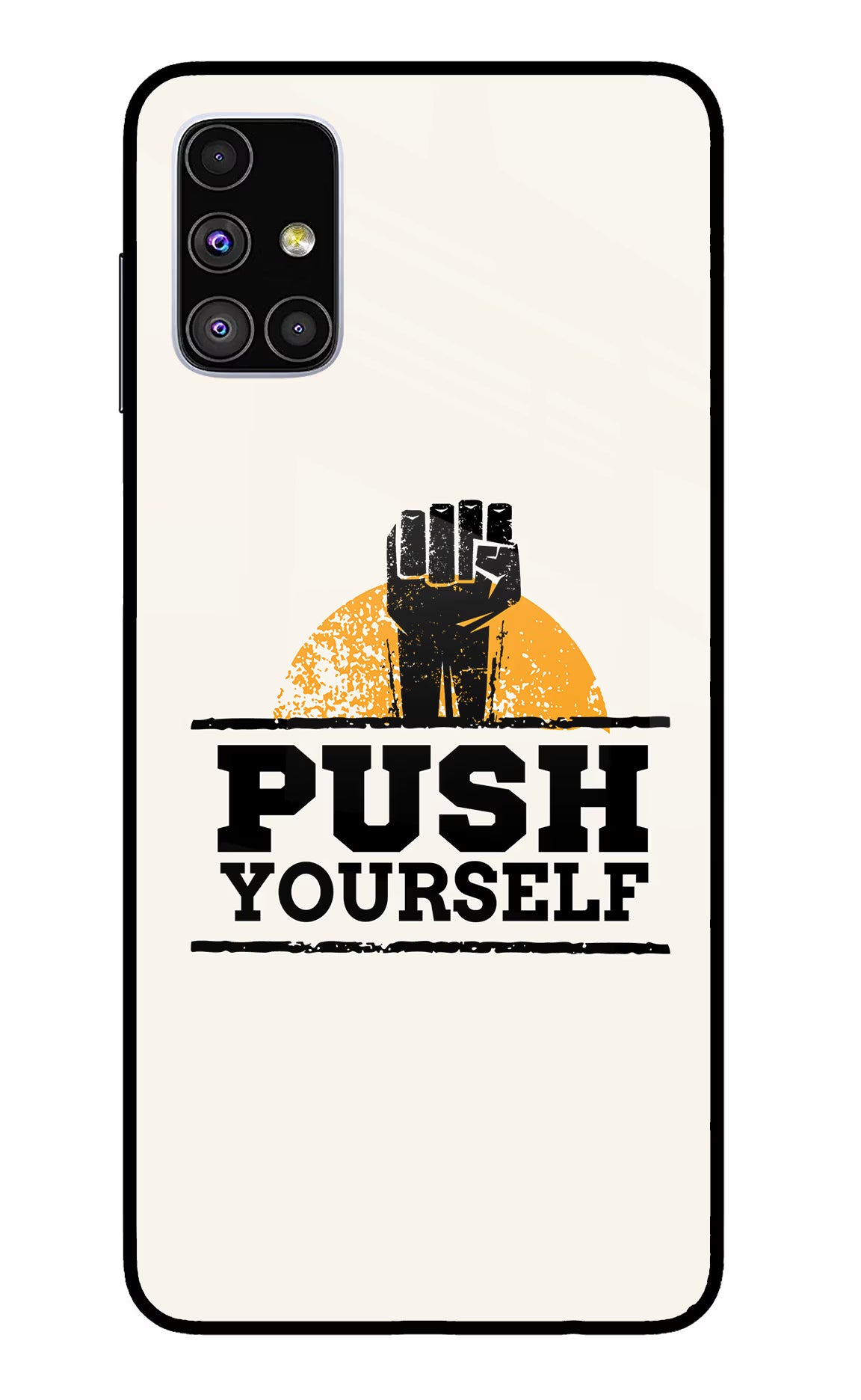 Push Yourself Samsung M51 Glass Case Back Cover by Casekaro