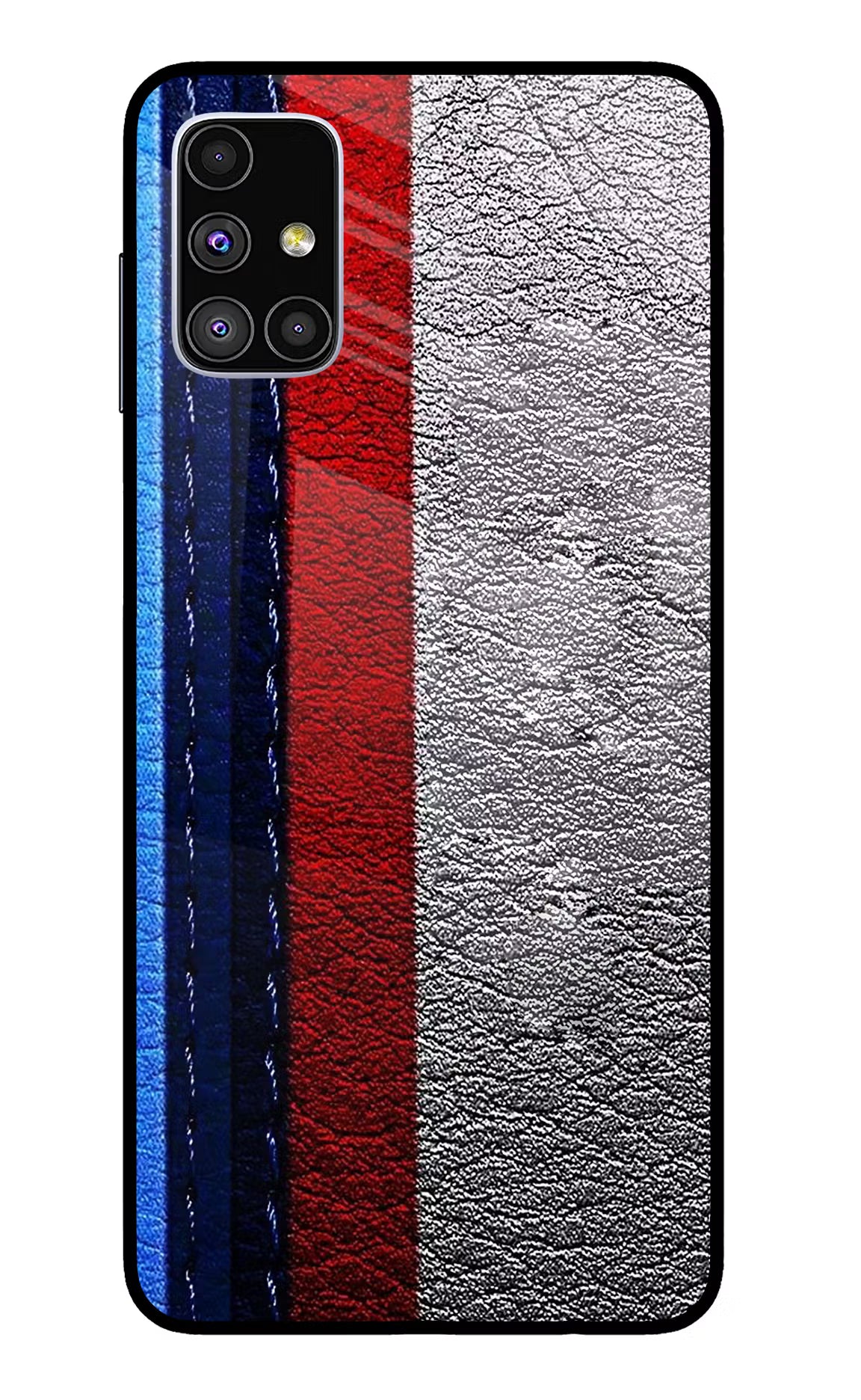 BMW Stripes Samsung M51 Glass Case Back Cover by Casekaro