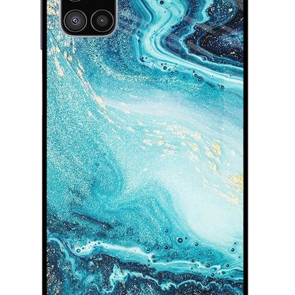 Blue Glitter Marble Samsung M51 Glass Case