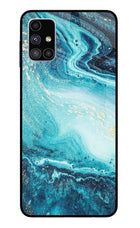 Blue Glitter Marble Samsung M51 Glass Case