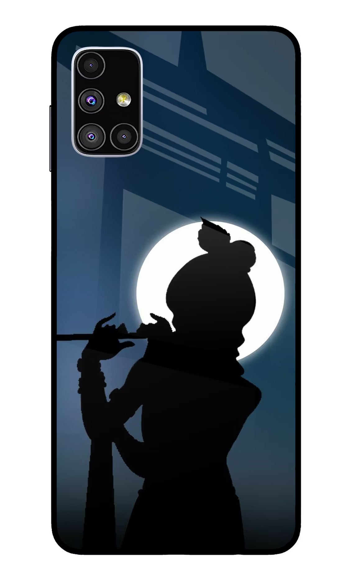 Shri Krishna Silhouette Samsung M51 Glass Case Back Cover by Casekaro