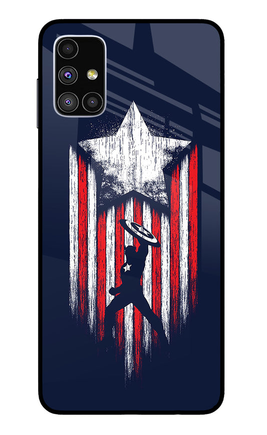 Captain America Marvel Art Samsung M51 Glass Case