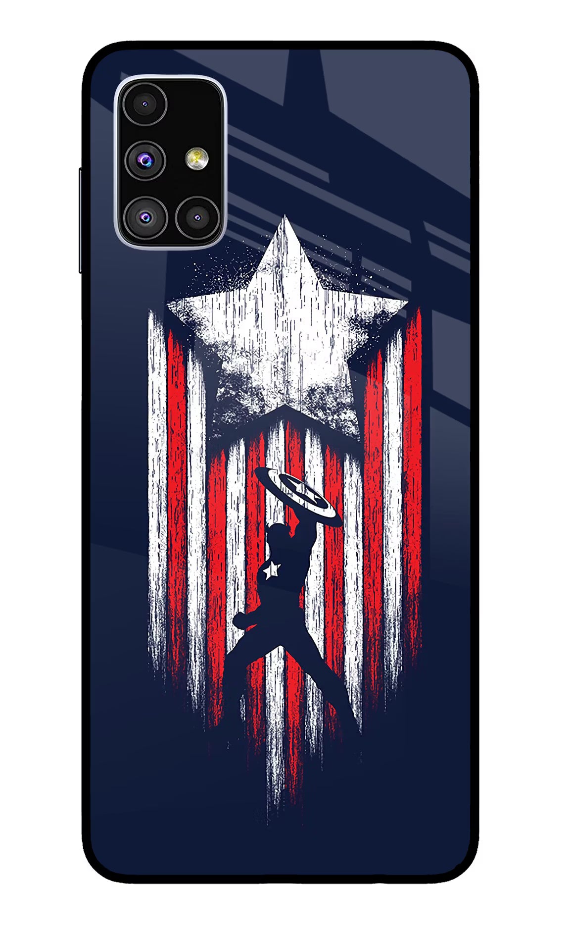 Captain America Marvel Art Samsung M51 Glass Case Back Cover by Casekaro