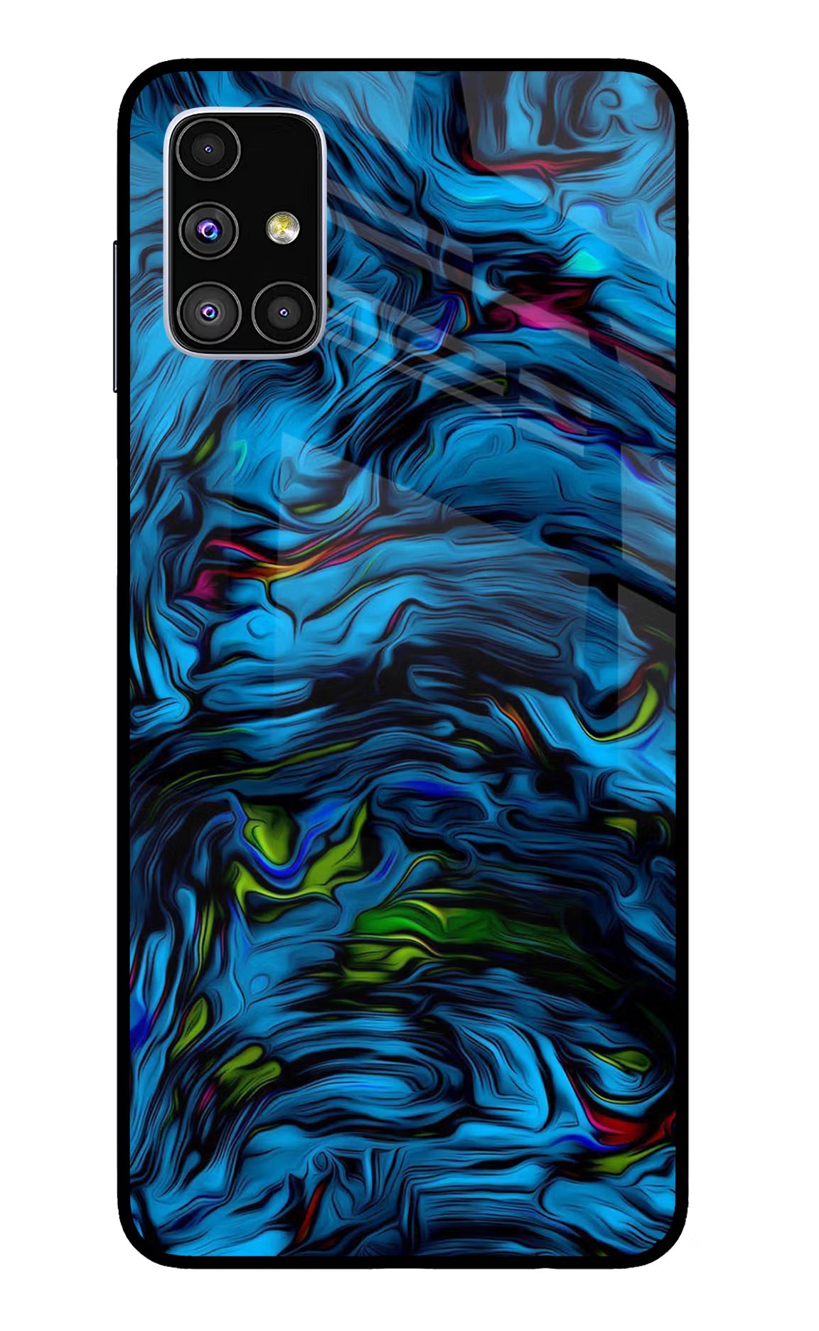 Dark Blue Abstract Samsung M51 Glass Case Back Cover by Casekaro