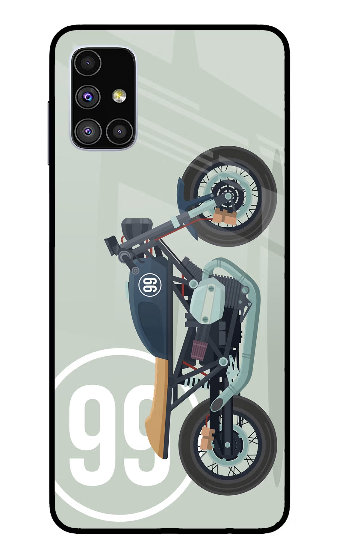 Classic Cafe Racer 99 Samsung M51 Glass Case Back Cover by Casekaro