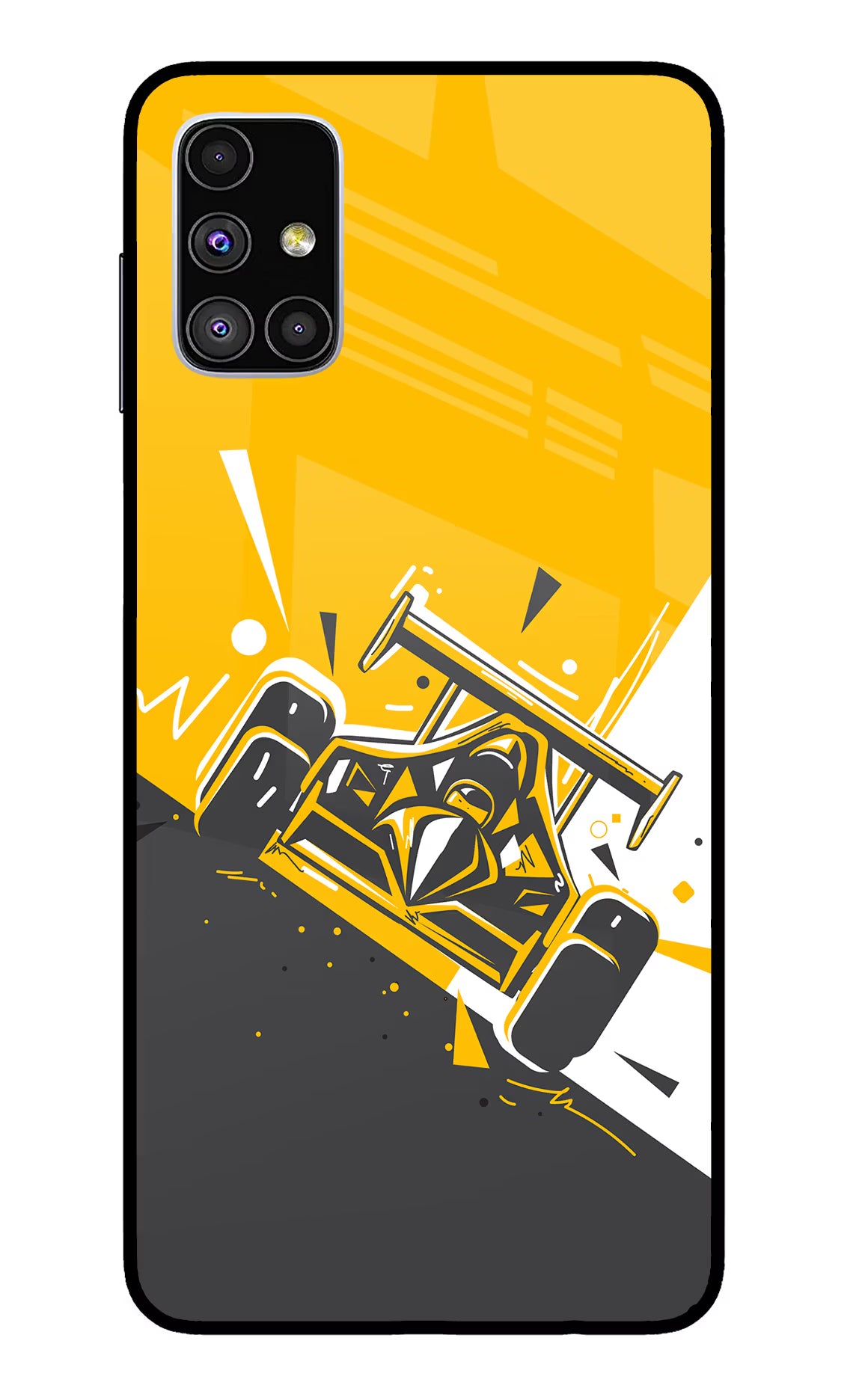 Track King Samsung M51 Glass Case Back Cover by Casekaro