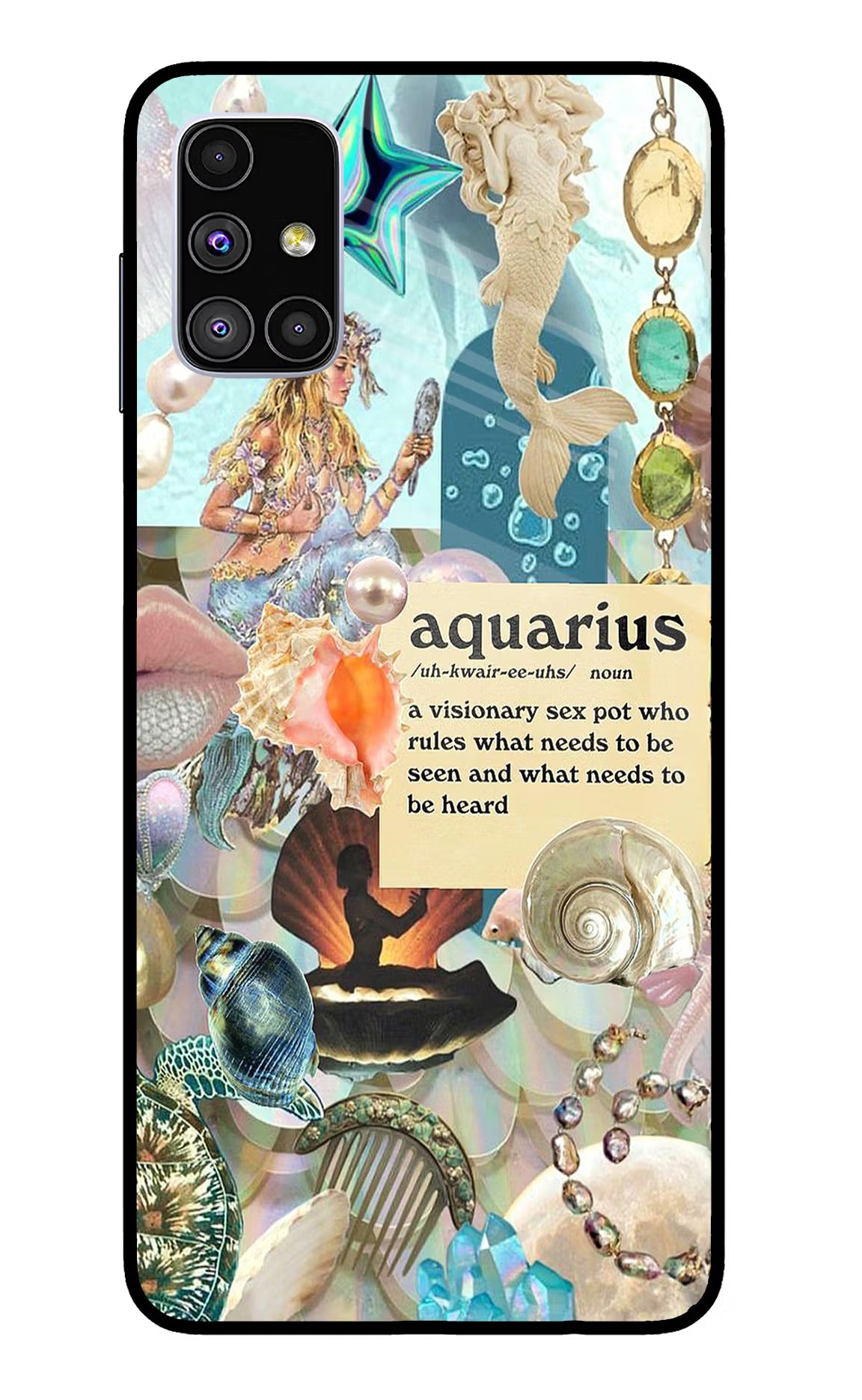 Aquarius Zodiac Samsung M51 Glass Case Back Cover by Casekaro