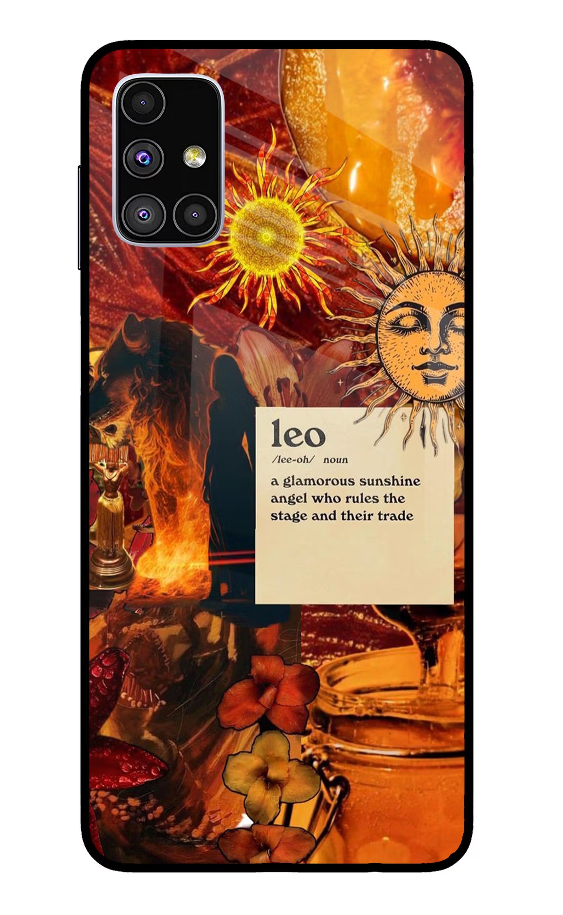 Leo Zodiac Samsung M51 Glass Case Back Cover by Casekaro