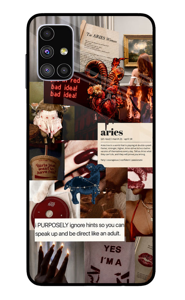 Zodiac Aries Samsung M51 Glass Case