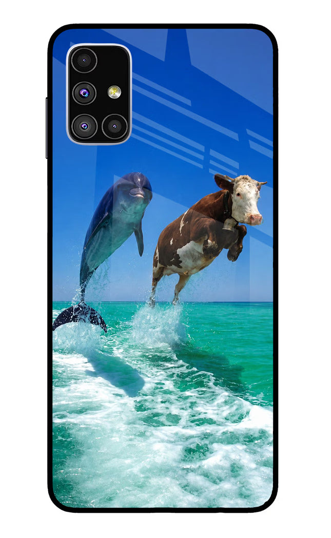 Dolphin vs Cow Samsung M51 Glass Case