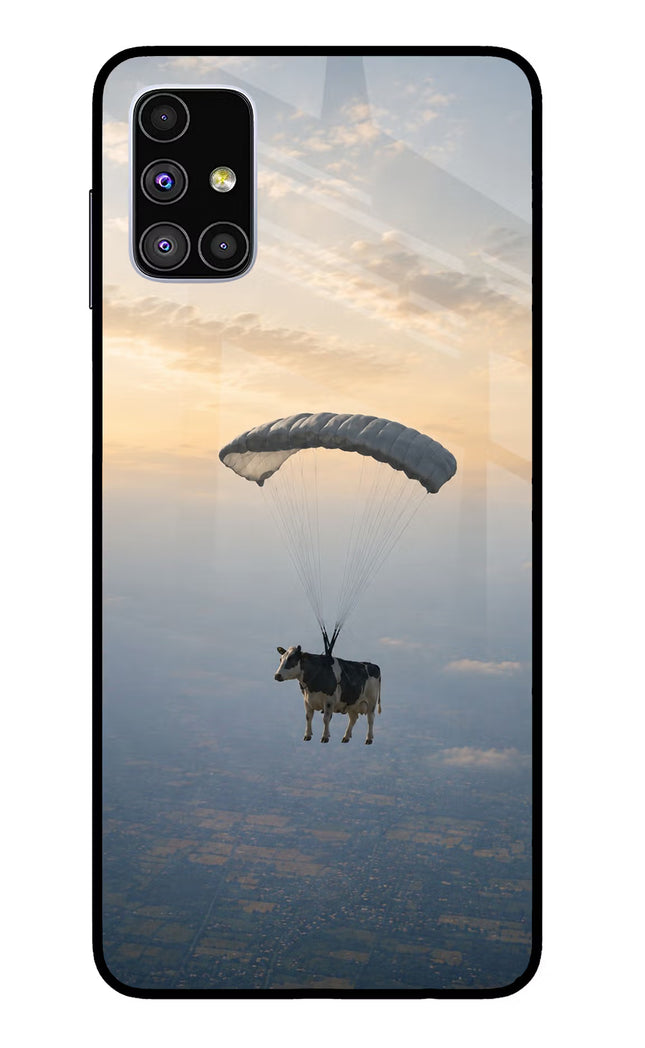 Skydiving Cow Samsung M51 Glass Case