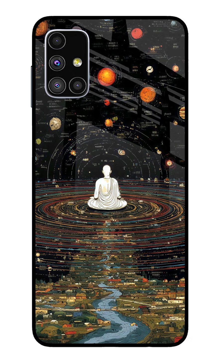 Space Monk Samsung M51 Back Cover, Glass case