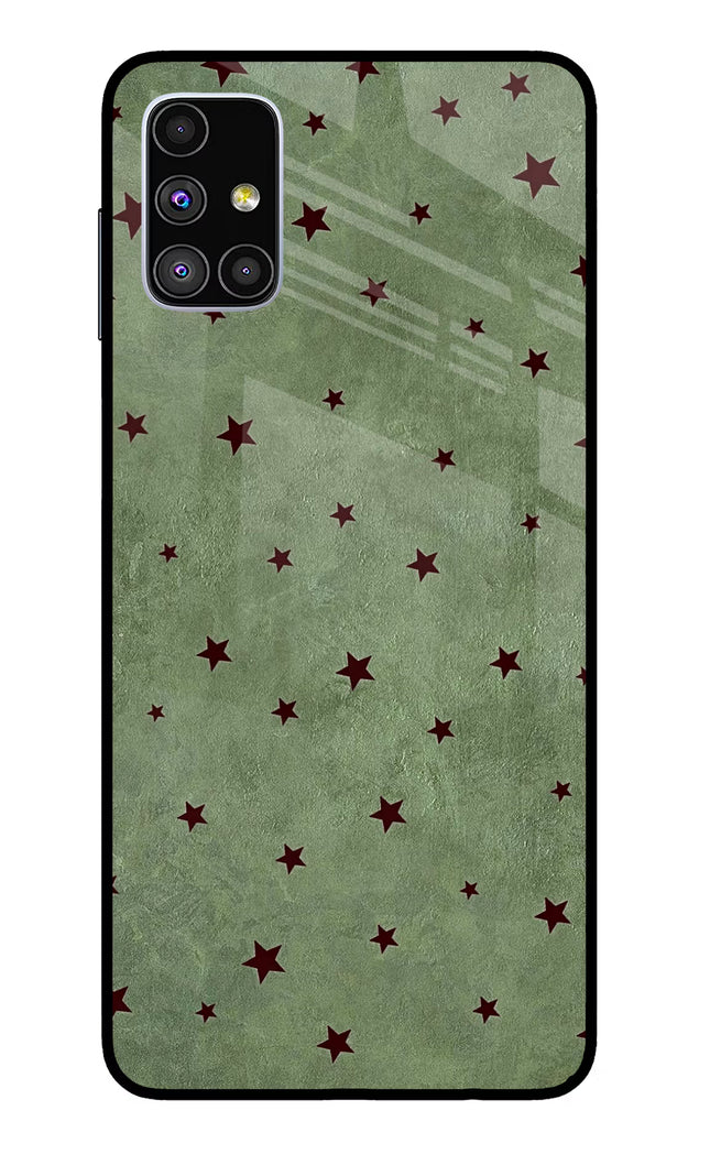 Green Stars Samsung M51 Glass Case