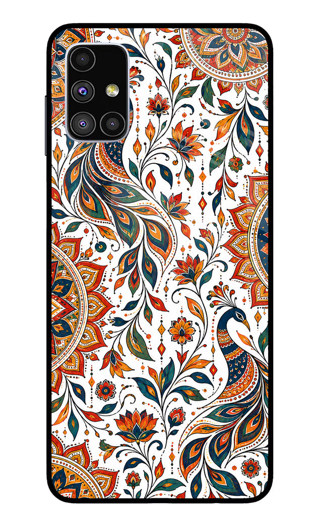 White Mayura Samsung M51 Glass Case