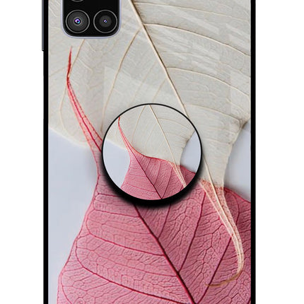 White Pink Leaf Samsung M51 Glass Case
