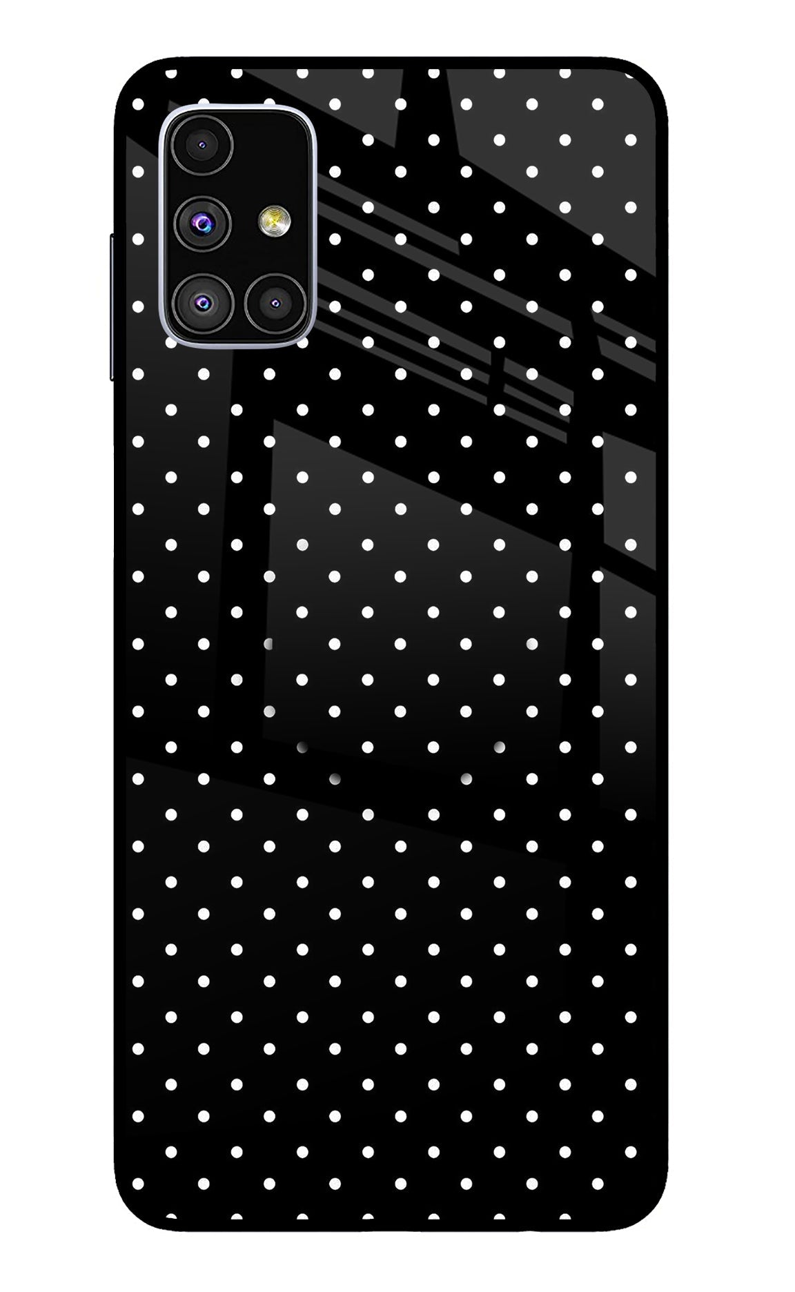White Dots Samsung M51 Glass Case
