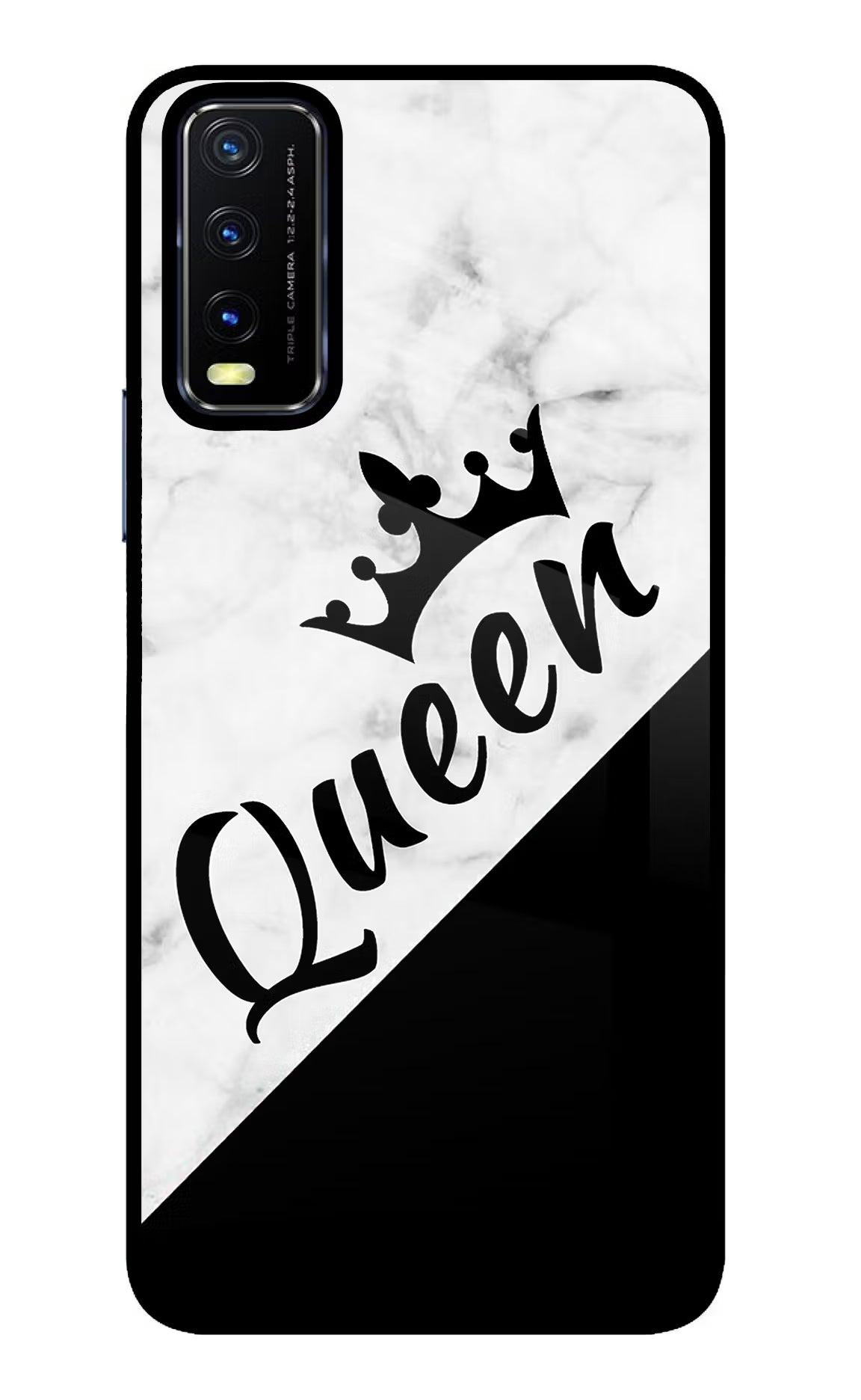 Queen Vivo Y20/Y20i Glass Case Back Cover by Casekaro