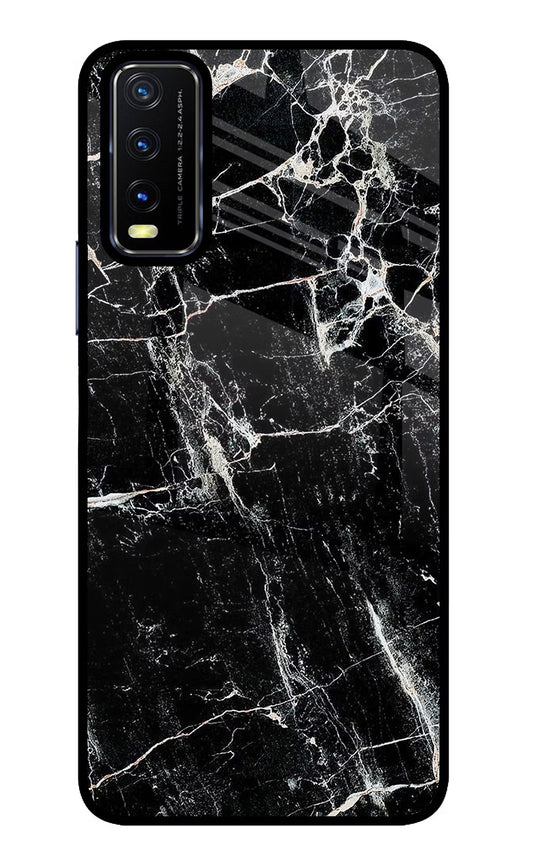 Black Marble Texture Vivo Y20/Y20i Glass Case