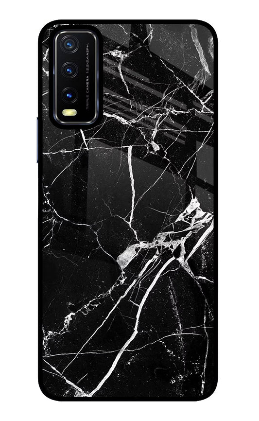 Black Marble Pattern Vivo Y20/Y20i Glass Case