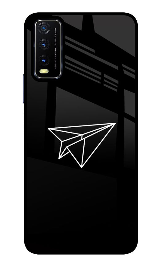 Paper Plane White Vivo Y20/Y20i Glass Case