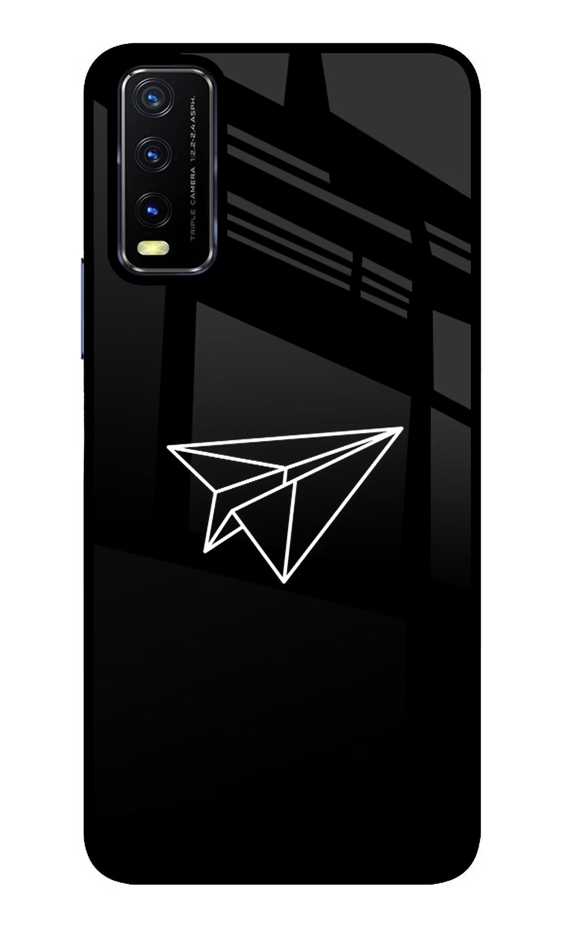 Paper Plane White Vivo Y20/Y20i Glass Case Back Cover by Casekaro