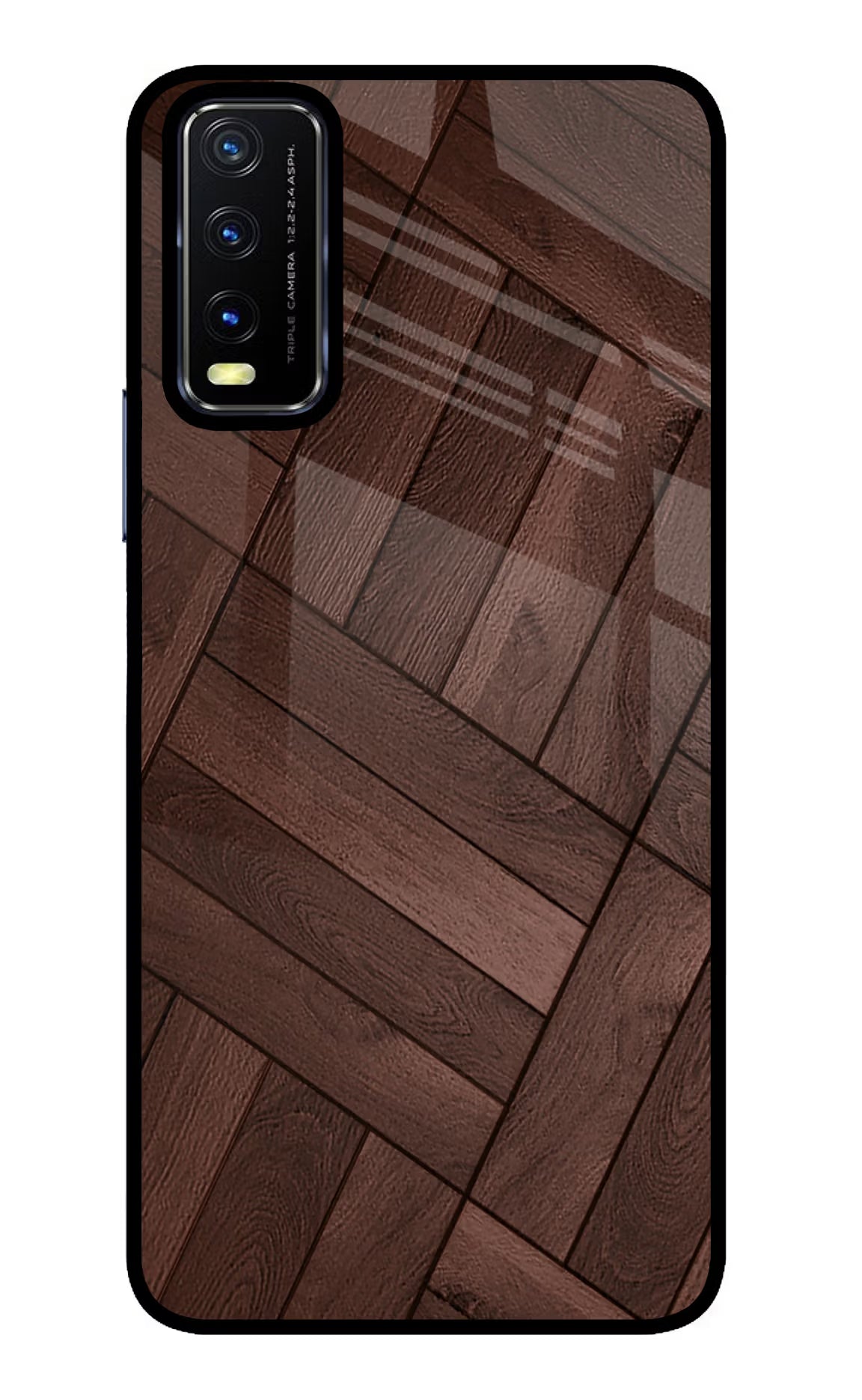 Wooden Texture Design Vivo Y20/Y20i Glass Case Back Cover by Casekaro