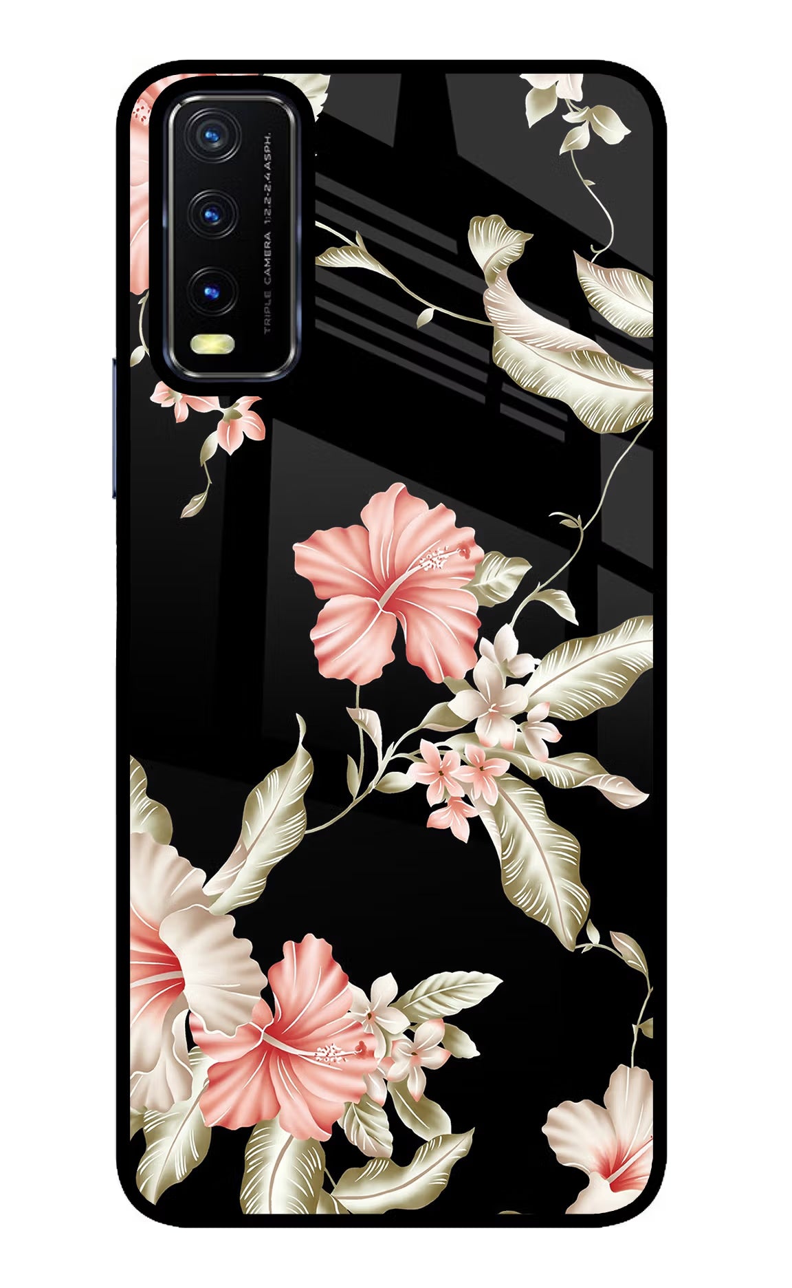 Flowers Vivo Y20/Y20i Glass Case Back Cover by Casekaro