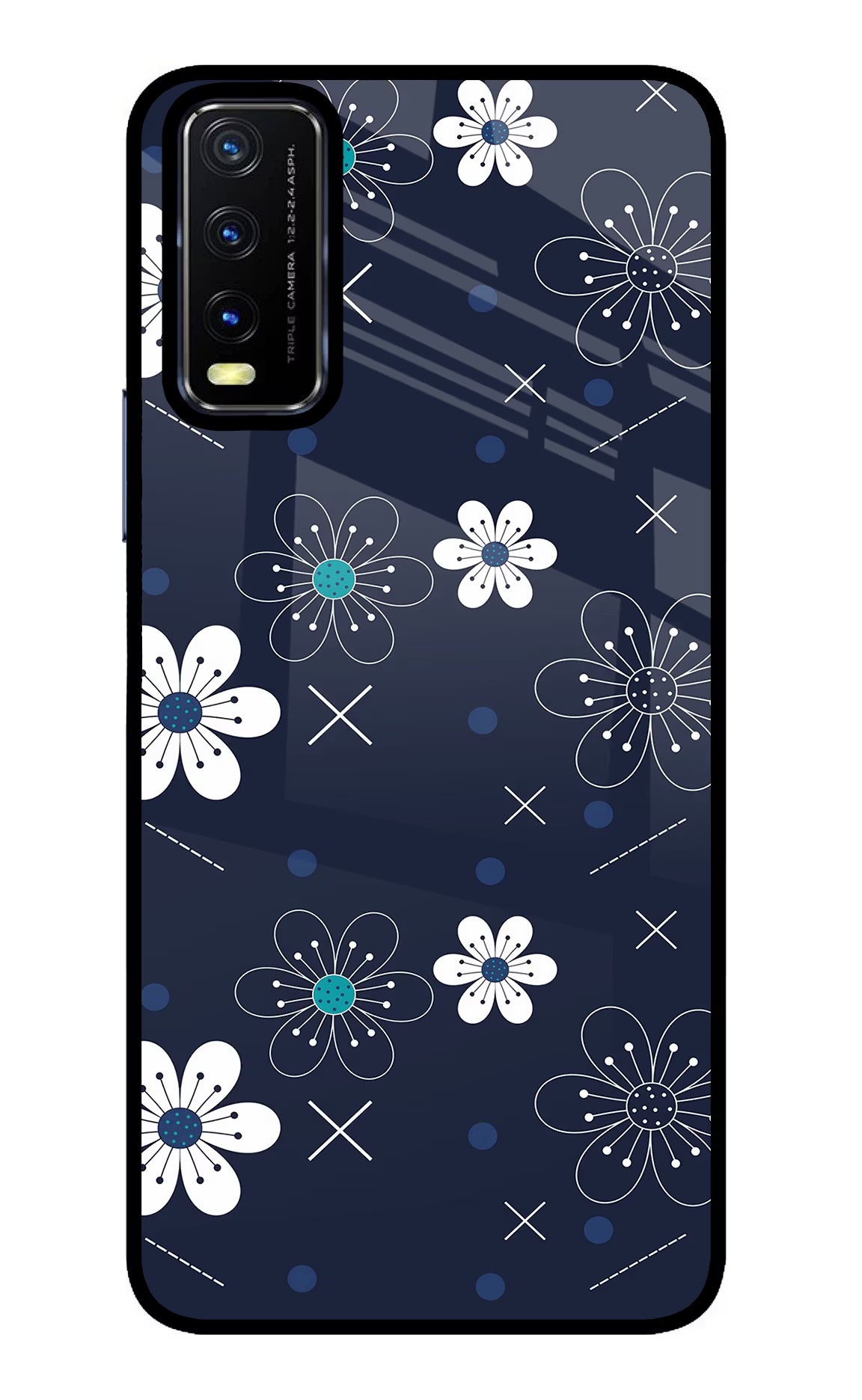 Flowers Vivo Y20/Y20i Glass Case Back Cover by Casekaro