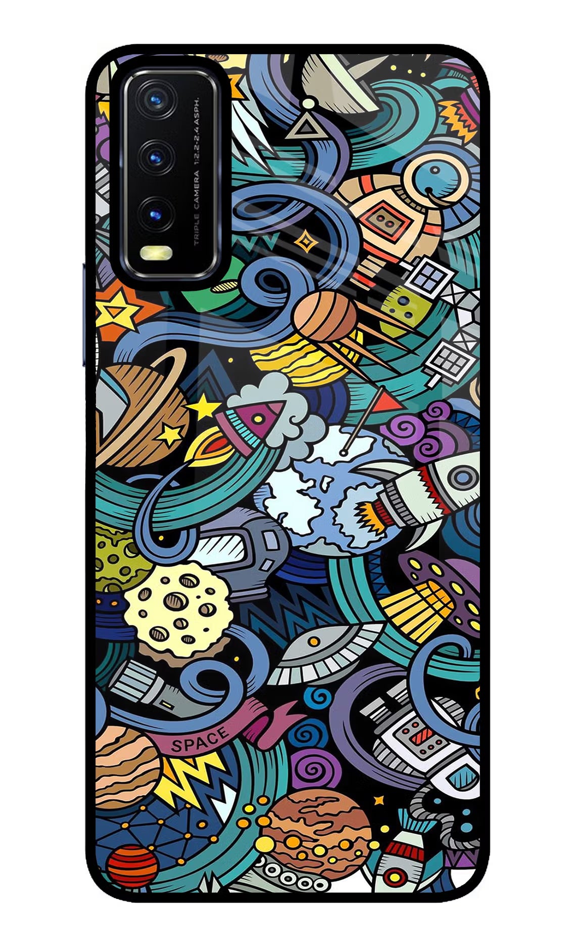 Space Abstract Vivo Y20/Y20i Glass Case Back Cover by Casekaro
