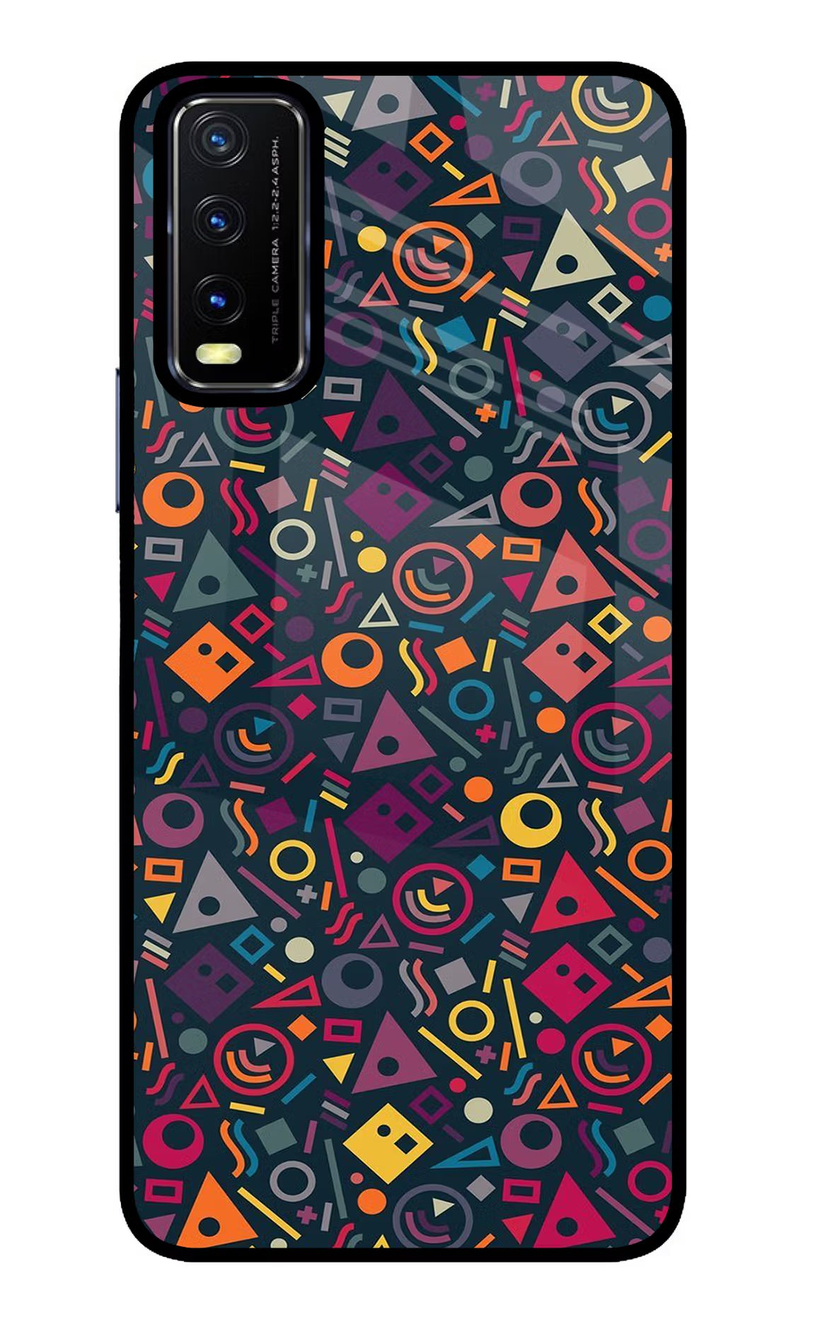 Geometric Abstract Vivo Y20/Y20i Glass Case Back Cover by Casekaro