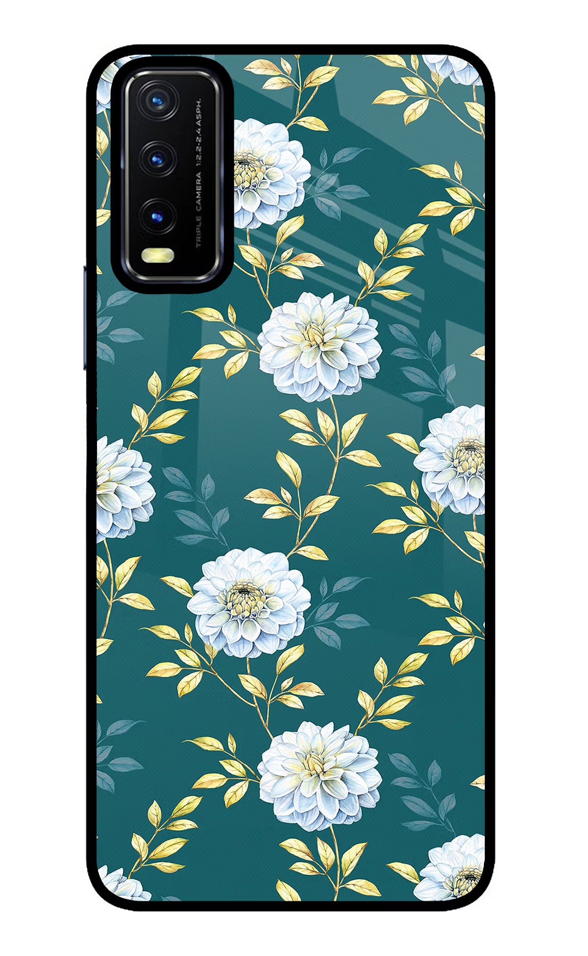 Flowers Vivo Y20/Y20i Glass Case Back Cover by Casekaro