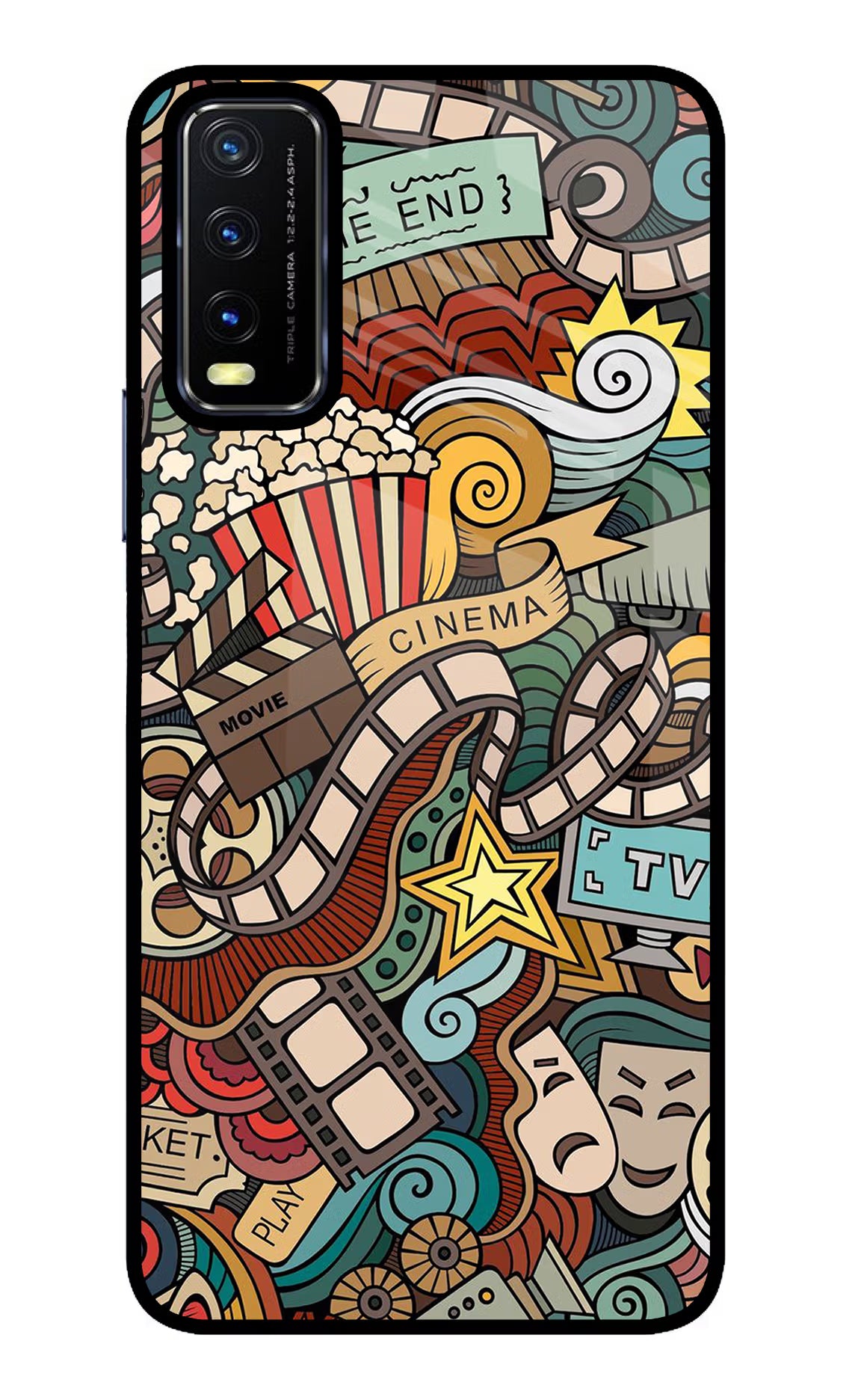 Cinema Abstract Vivo Y20/Y20i Glass Case Back Cover by Casekaro