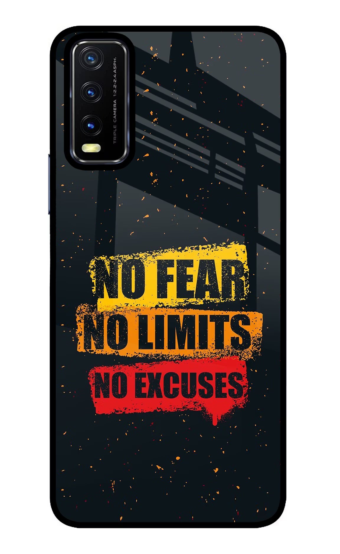 No Fear No Limits No Excuse Vivo Y20/Y20i Glass Case Back Cover by Casekaro
