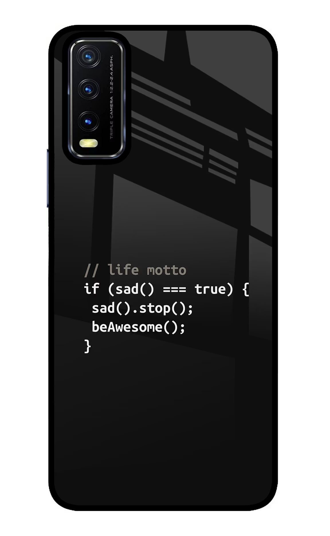 Life Motto Code Vivo Y20/Y20i Glass Case Back Cover by Casekaro