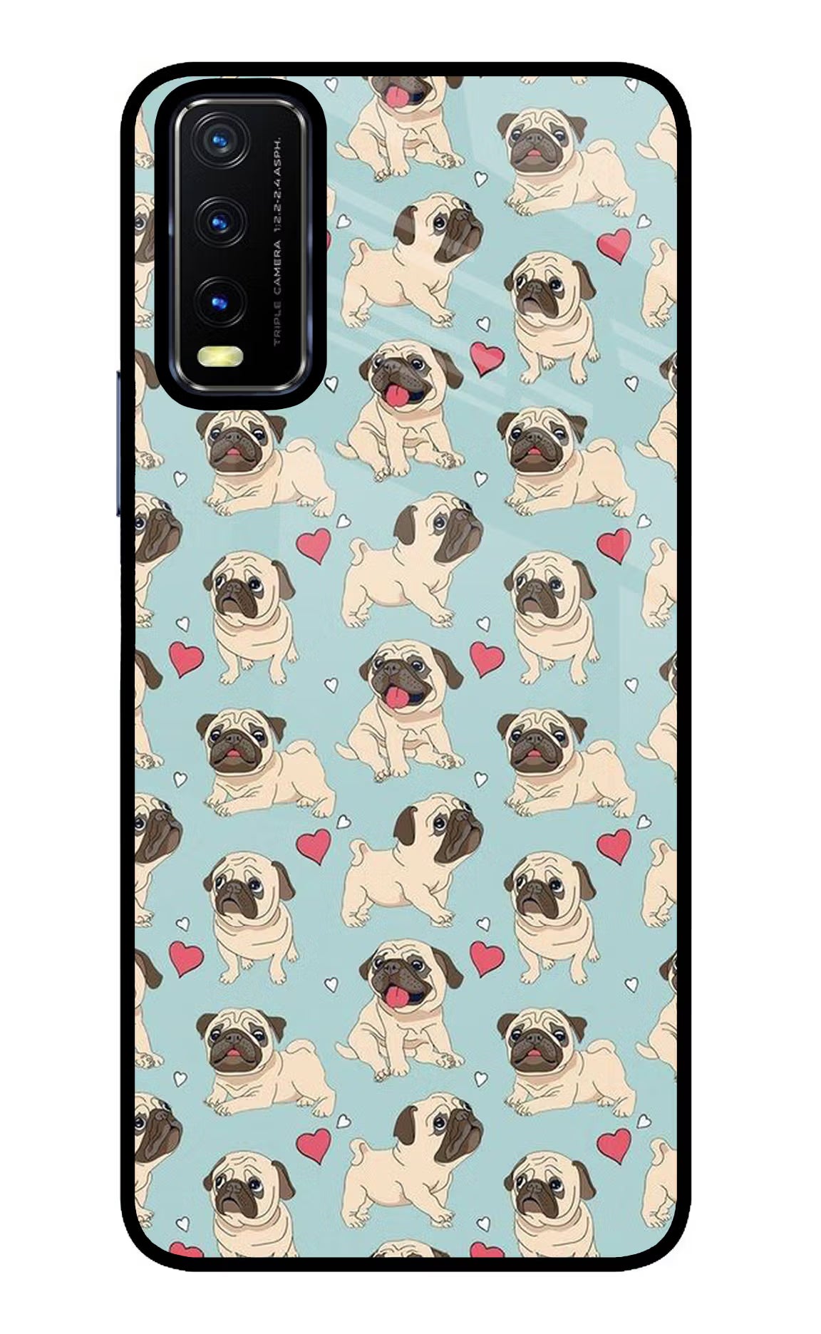 Pug Dog Vivo Y20/Y20i Glass Case Back Cover by Casekaro