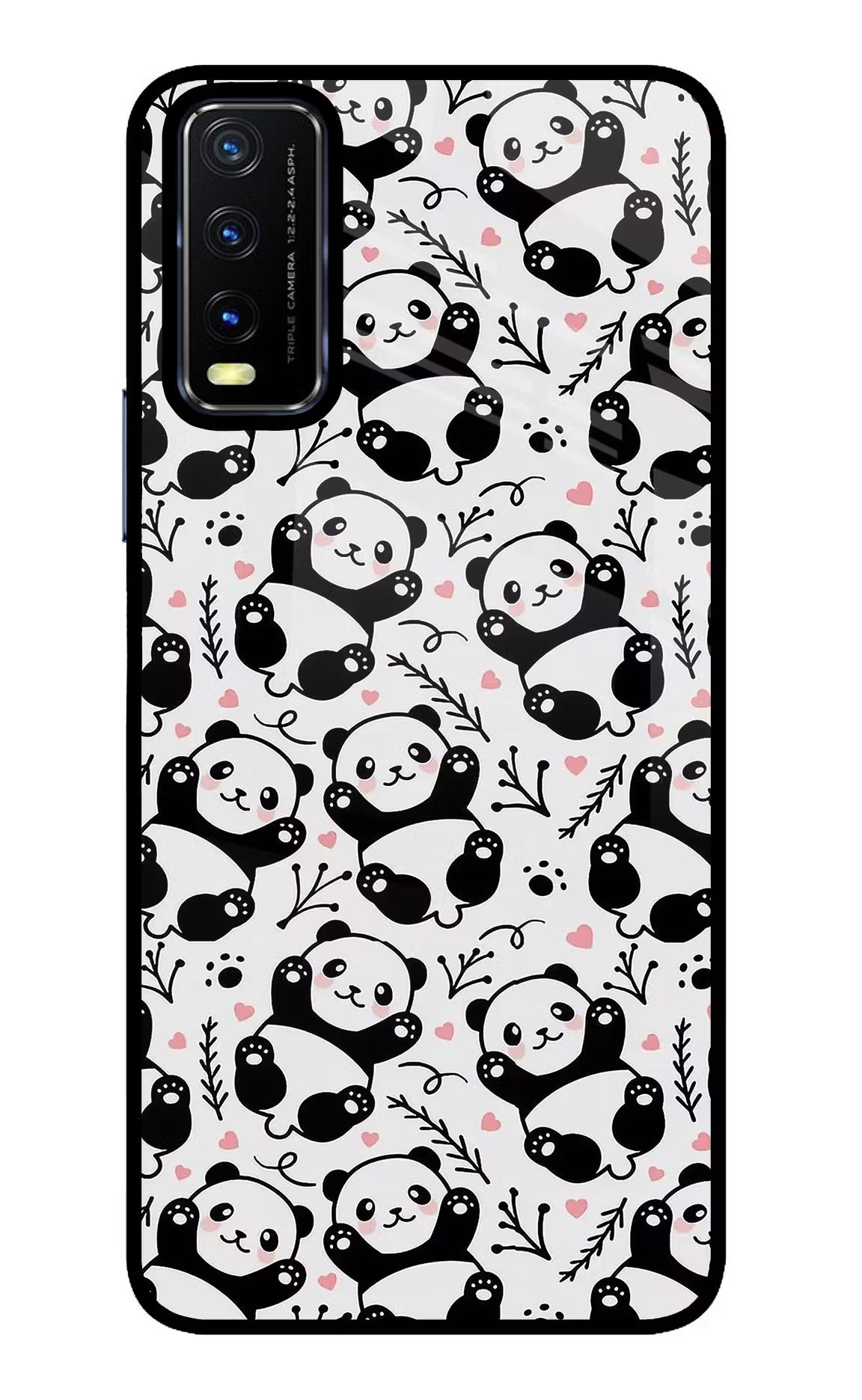 Cute Panda Vivo Y20/Y20i Glass Case Back Cover by Casekaro