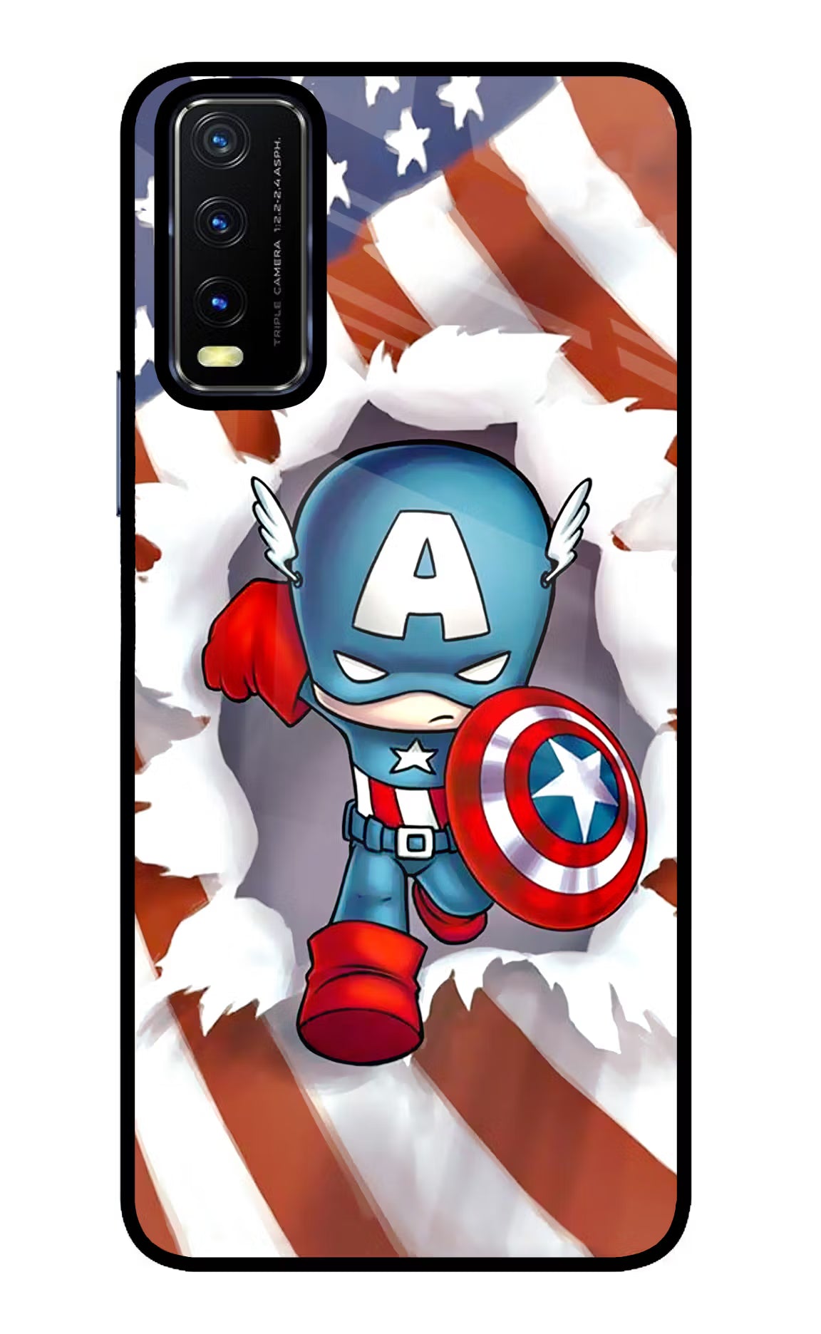 Captain America Vivo Y20/Y20i Glass Case Back Cover by Casekaro