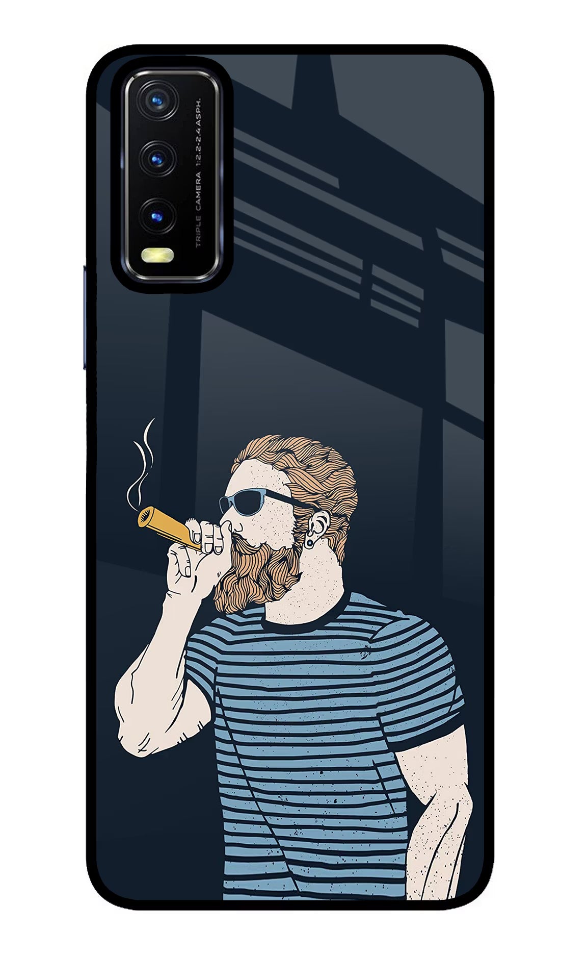 Smoking Vivo Y20/Y20i Glass Case Back Cover by Casekaro