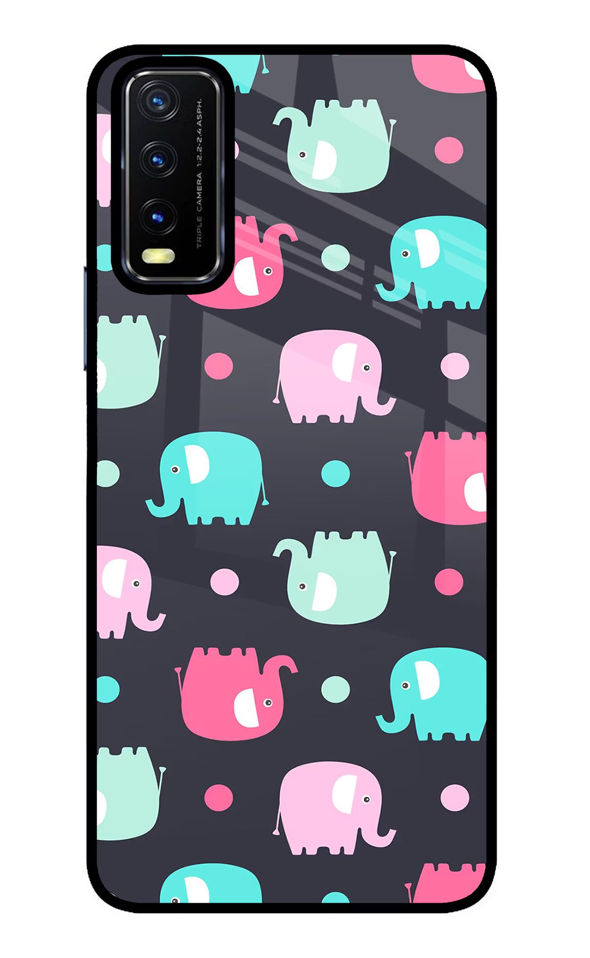 Elephants Vivo Y20/Y20i Glass Case Back Cover by Casekaro