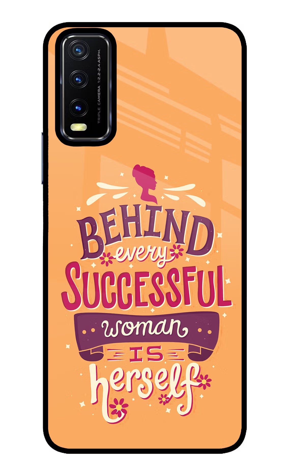 Behind Every Successful Woman There Is Herself Vivo Y20/Y20i Glass Case Back Cover by Casekaro