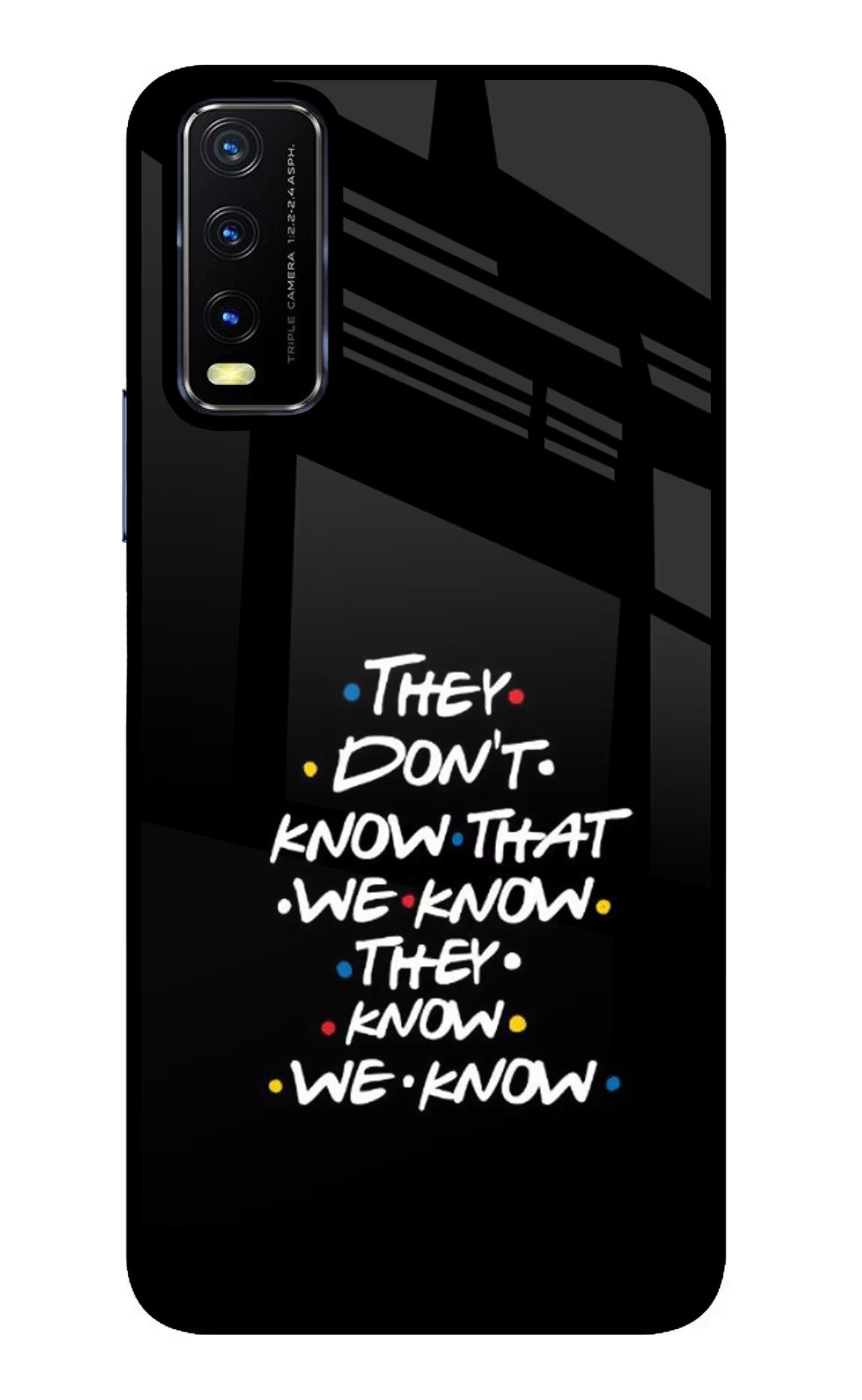 FRIENDS Dialogue Vivo Y20/Y20i Glass Case Back Cover by Casekaro