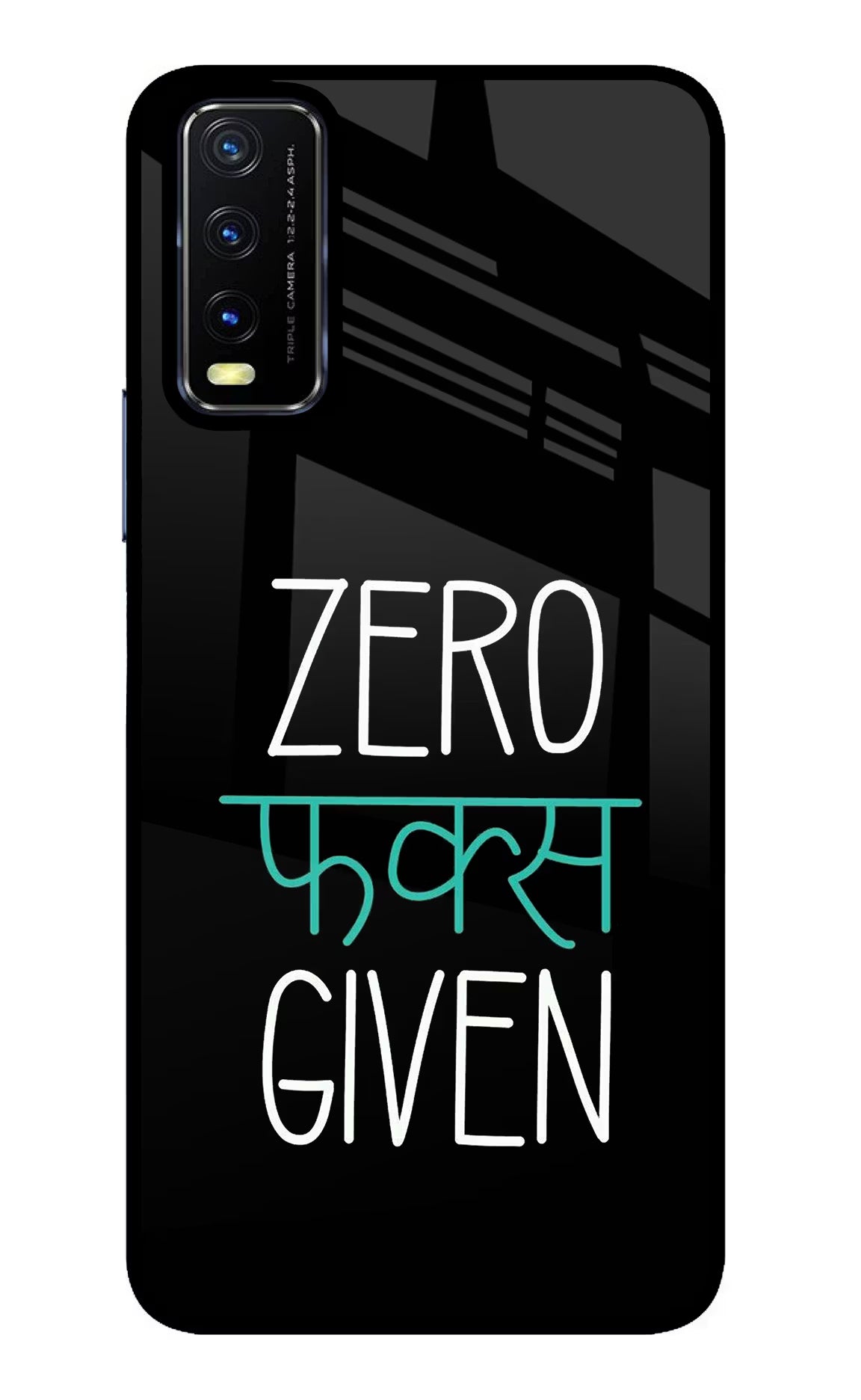 Zero Fucks Given Vivo Y20/Y20i Glass Case Back Cover by Casekaro