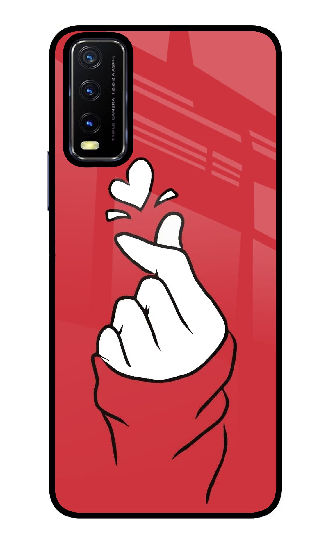 Korean Love Sign Vivo Y20/Y20i Glass Case Back Cover by Casekaro