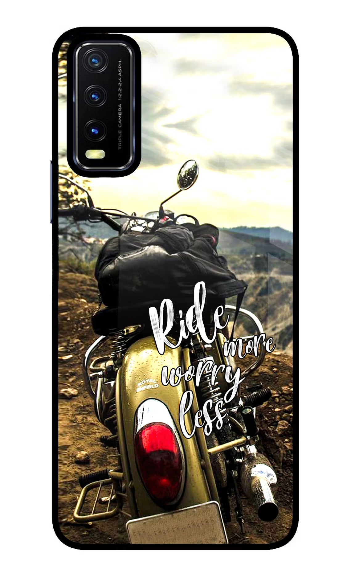 Ride More Worry Less Vivo Y20/Y20i Glass Case Back Cover by Casekaro