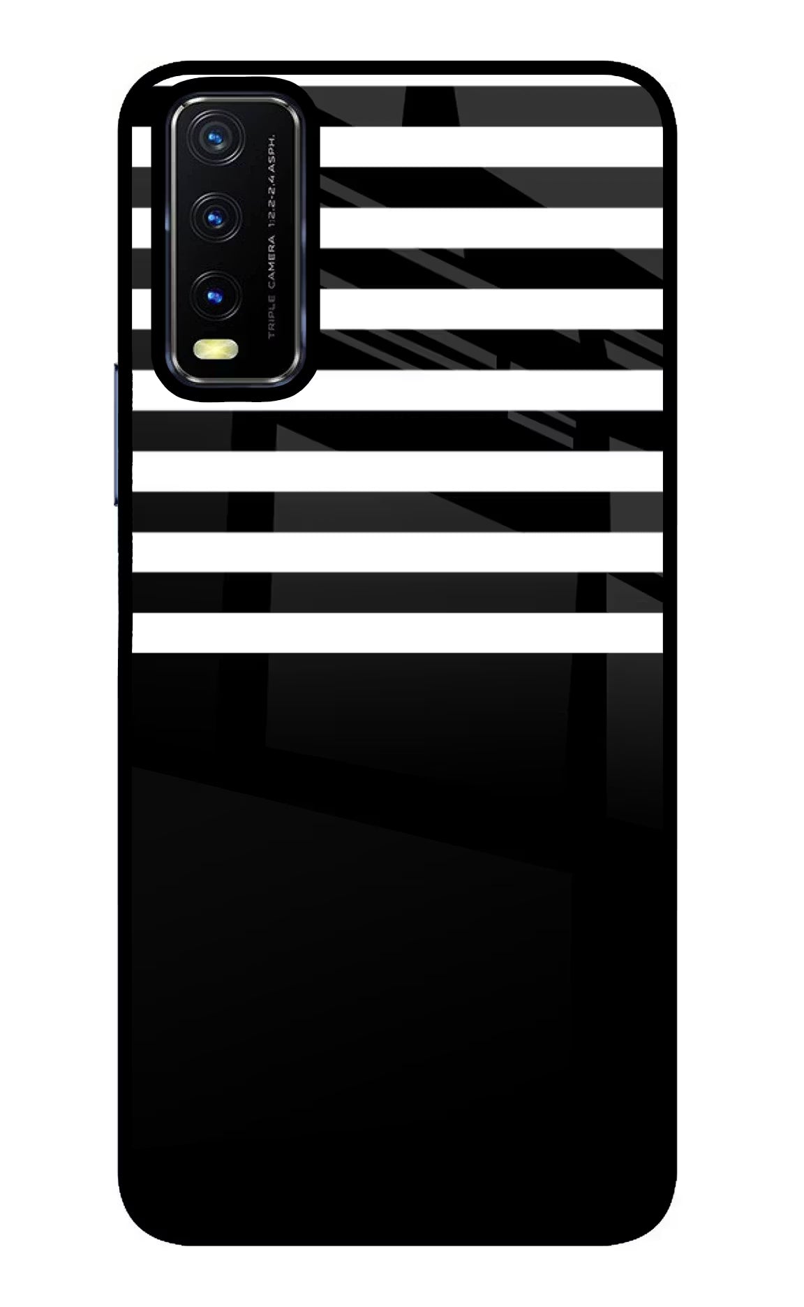 Black and White Print Vivo Y20/Y20i Glass Case Back Cover by Casekaro