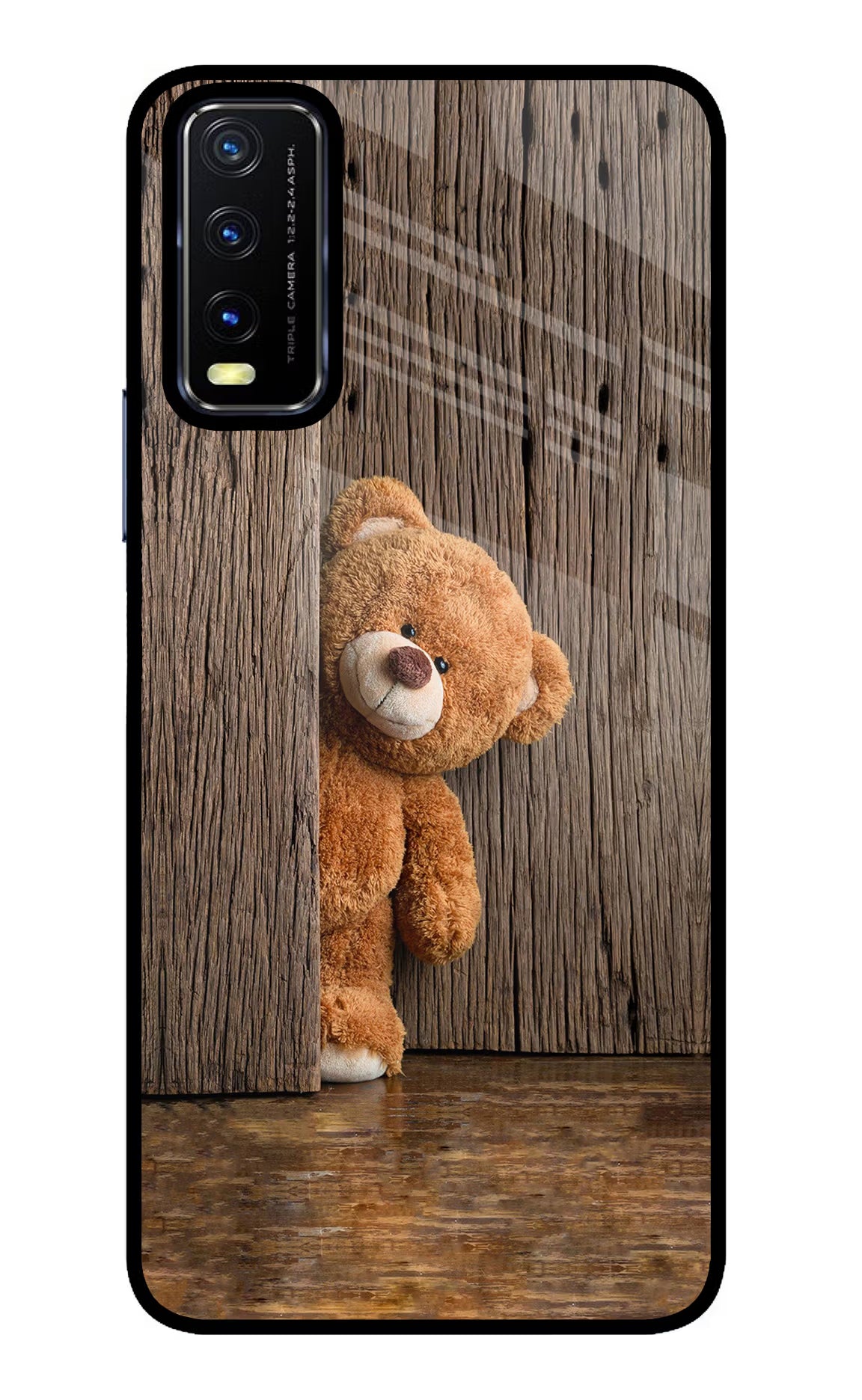 Teddy Wooden Vivo Y20/Y20i Glass Case Back Cover by Casekaro